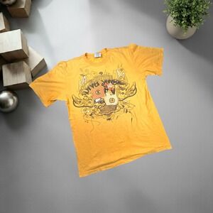 Vintage 5ive Jungle Graphic T-Shirt Yellow Y2K Skater Streetwear 2XL